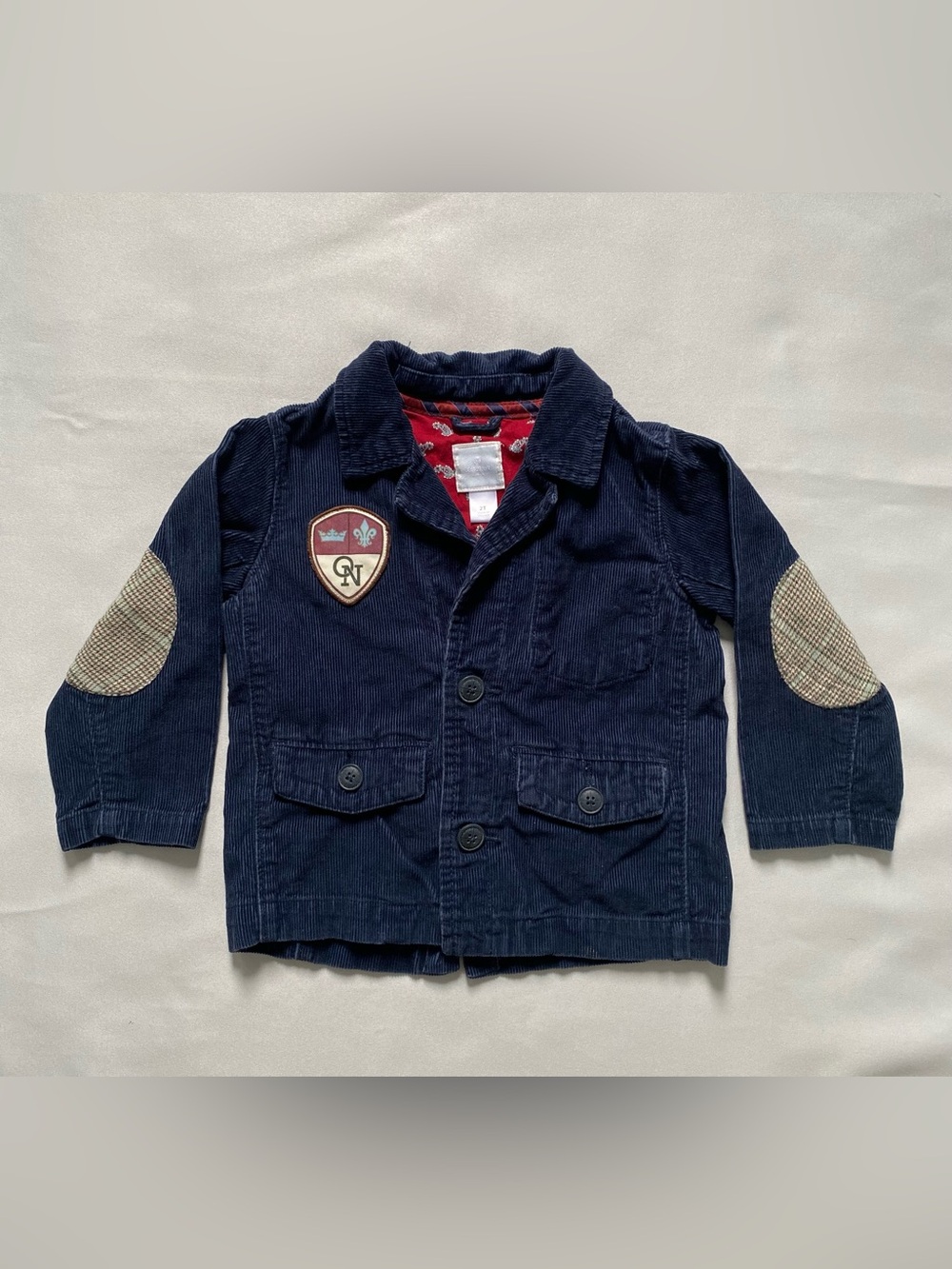 Old Navy Corduroy Jacket Preppy Old Money Blazer Elbow Patch - Size 2T Blue